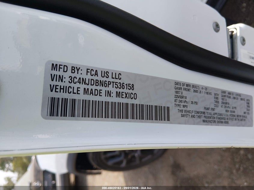 JEEP COMPASS 2023 VIN 3C4NJDBN6PT536158