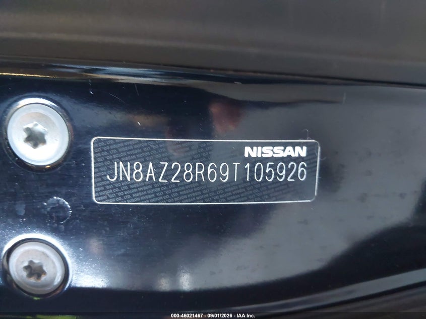 NISSAN CUBE 2009 VIN JN8AZ28R69T105926