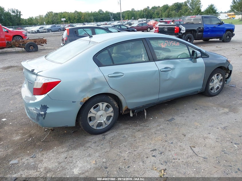 Vin: jhmfb4f27cs007720, lot: 46520951, honda civic hybrid 20124