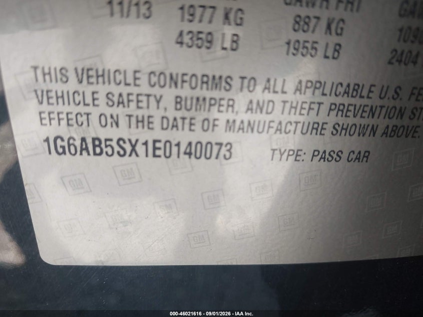 CADILLAC ATS 2014 VIN 1G6AB5SX1E0140073