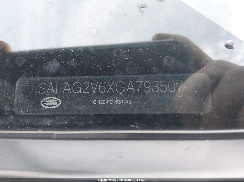 LAND-ROVER LR4 2016 VIN SALAG2V6XGA793507
