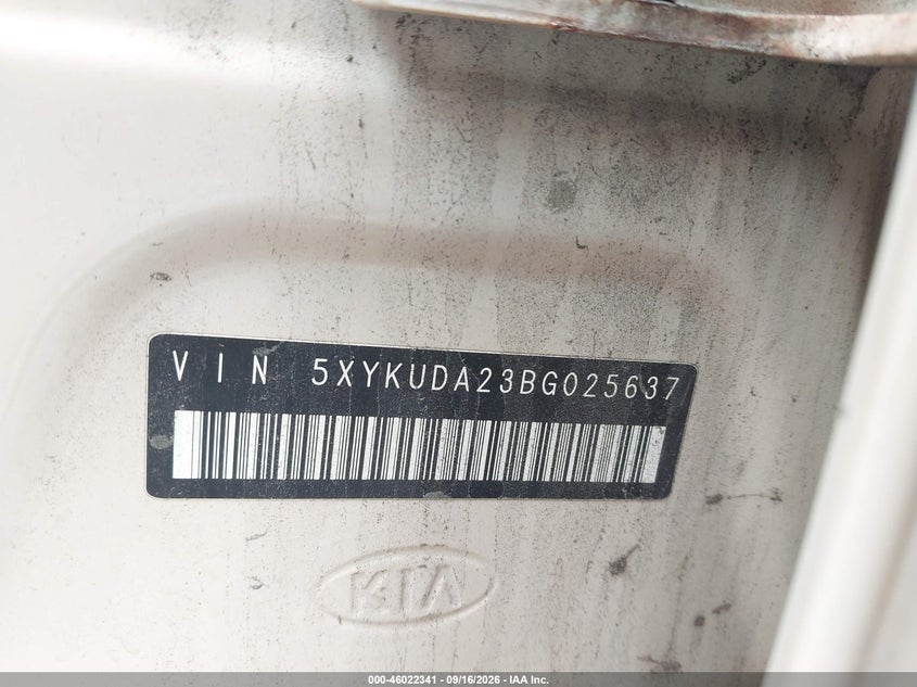 KIA SORENTO 2011 VIN 5XYKUDA23BG025637