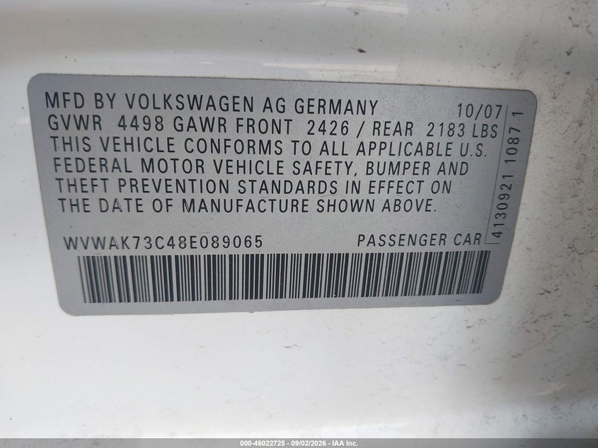 2008 VOLKSWAGEN PASSAT auction photo 8