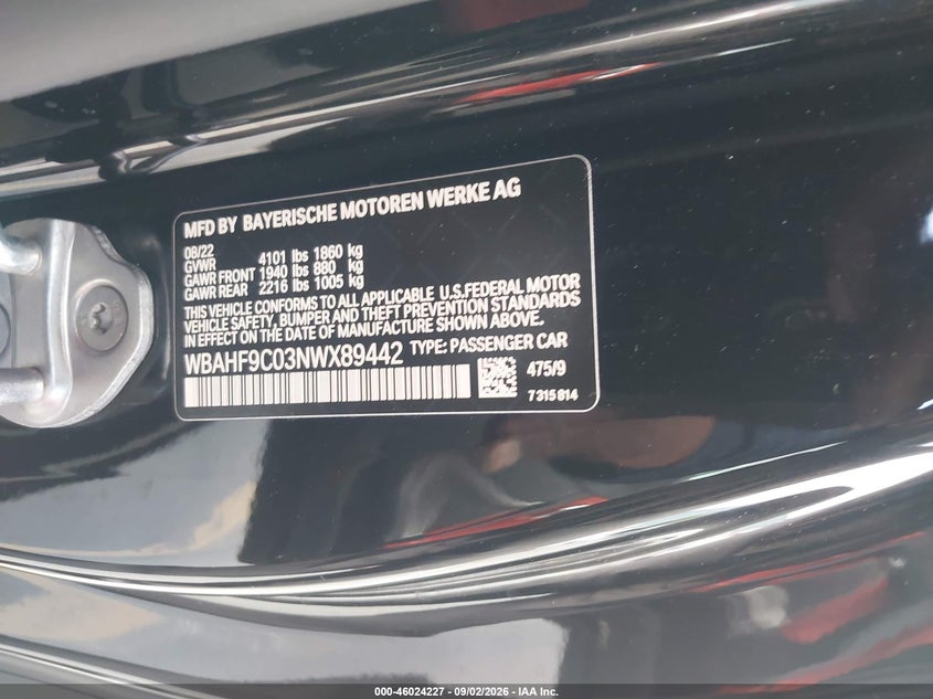 BMW Z4 2022 VIN WBAHF9C03NWX89442