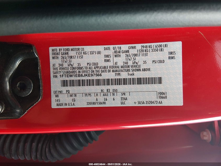 2018 FORD F-150 PICKUP 3.3L V-6 DI, DOHC, VVT, REGULAR , 290HP