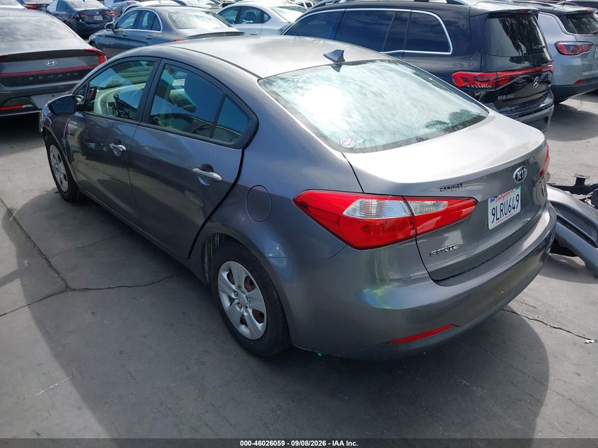 Vin: knafx4a60g5549160, lot: 46525450, kia forte lx 20163