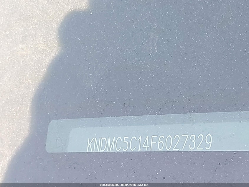 KIA SEDONA 2015 VIN KNDMC5C14F6027329