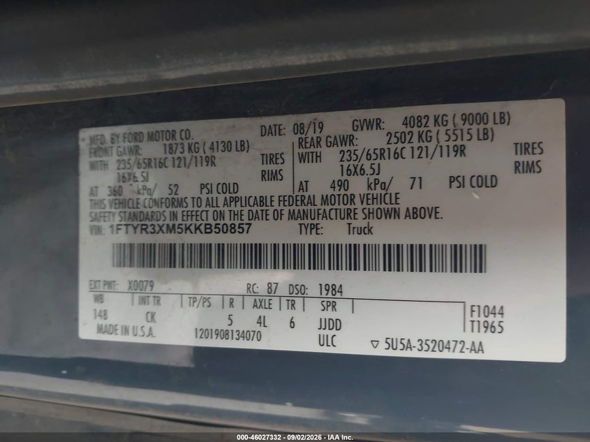 2019 FORD TRANSIT-250 auction photo 8