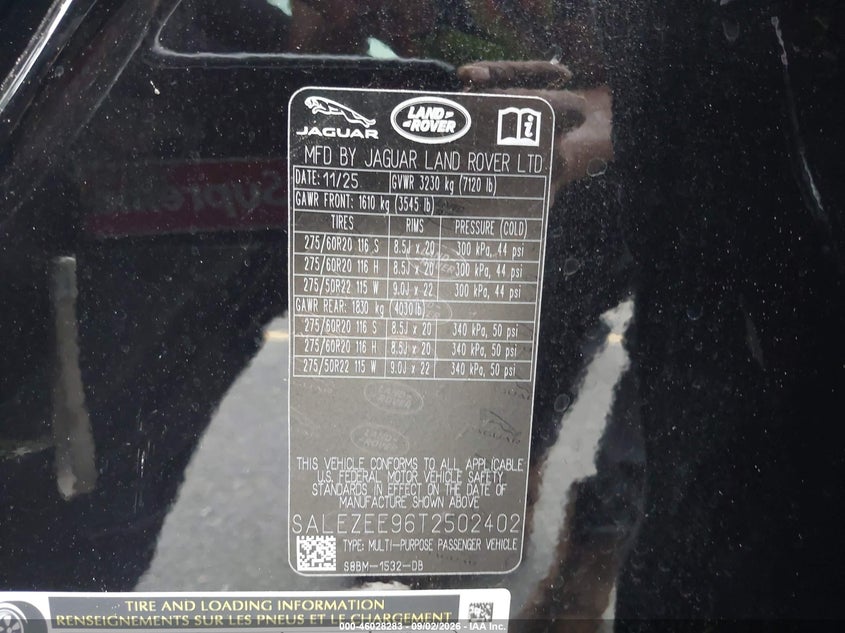 LAND-ROVER DEFENDER 2026 VIN SALEZEE96T2502402