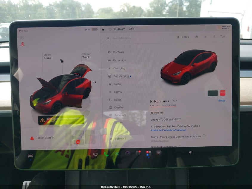 TESLA MODEL Y 2022 VIN 7SAYGDEF2NF391117
