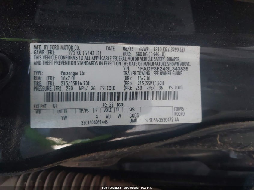 2016 FORD FOCUS auction photo 8