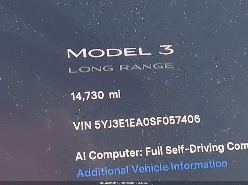 2025 TESLA MODEL 3 LONG RANGE REAR-WHEEL DRIVE/STANDARD REAR-WHEEL DRIVE · Фото 13