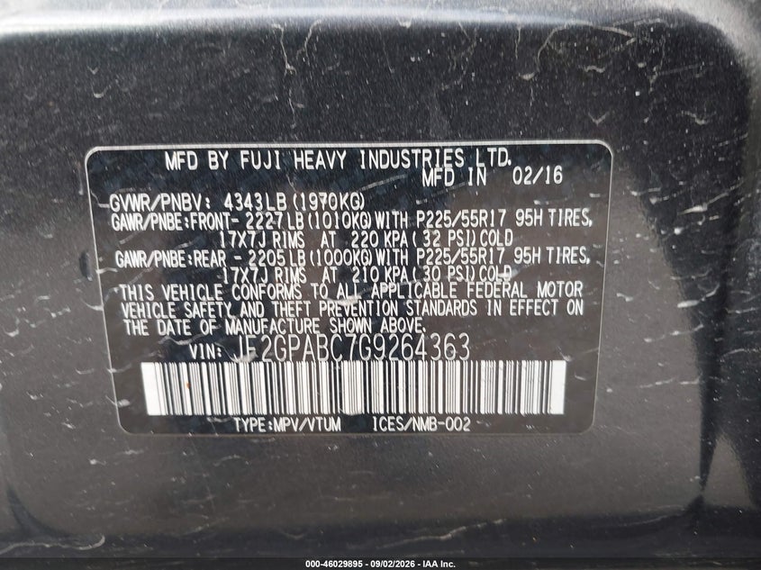 2016 SUBARU CROSSTREK 2.0I PREMIUM · Фото 9