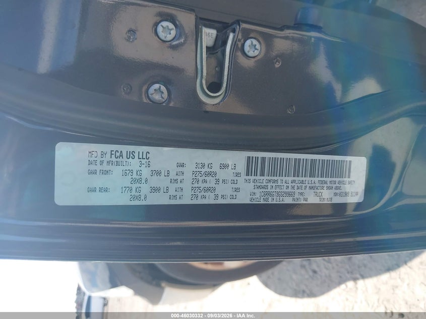 RAM 1500 2016 VIN 1C6RR6GT9GS299669