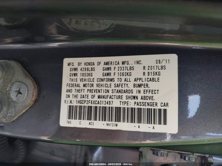 2012 HONDA ACCORD 2.4 SE · Фото 9
