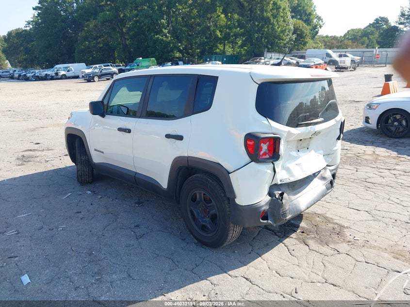 Vin: zaccjaab7hpe69866, lot: 46531610, jeep renegade sport fwd 20173