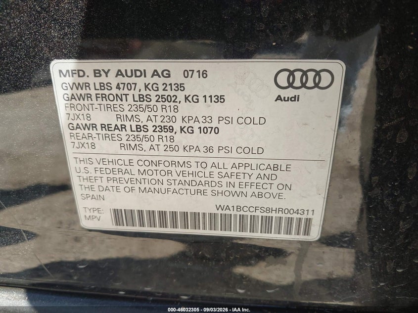 2017 AUDI Q3 2.0T PREMIUM · Фото 9
