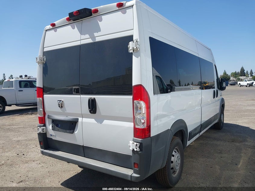 Vin: 3c7wrvpg8je156279, lot: 46531903, ram promaster 2500 window van high roof 159 wb 20184
