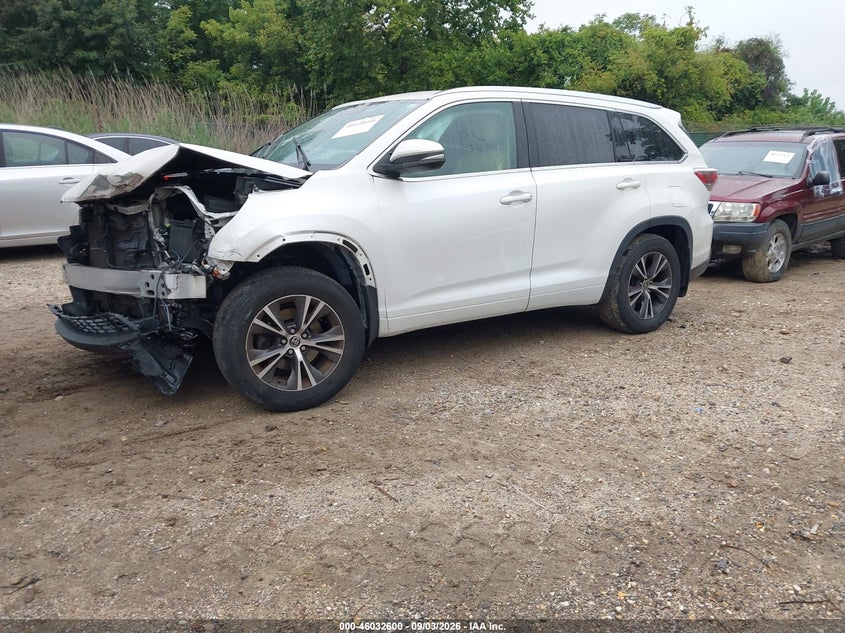 2016 Toyota Highlander Xle V6, Front End, IAAI, VIN 5TDJKRFH1GS269616 — photo 2