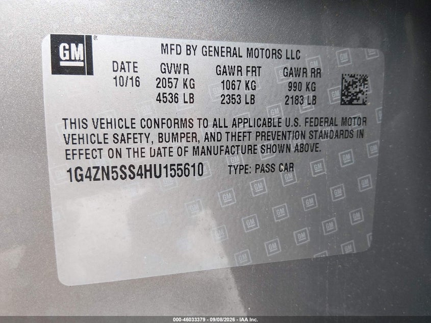 BUICK LACROSSE 2017 VIN 1G4ZN5SS4HU155610