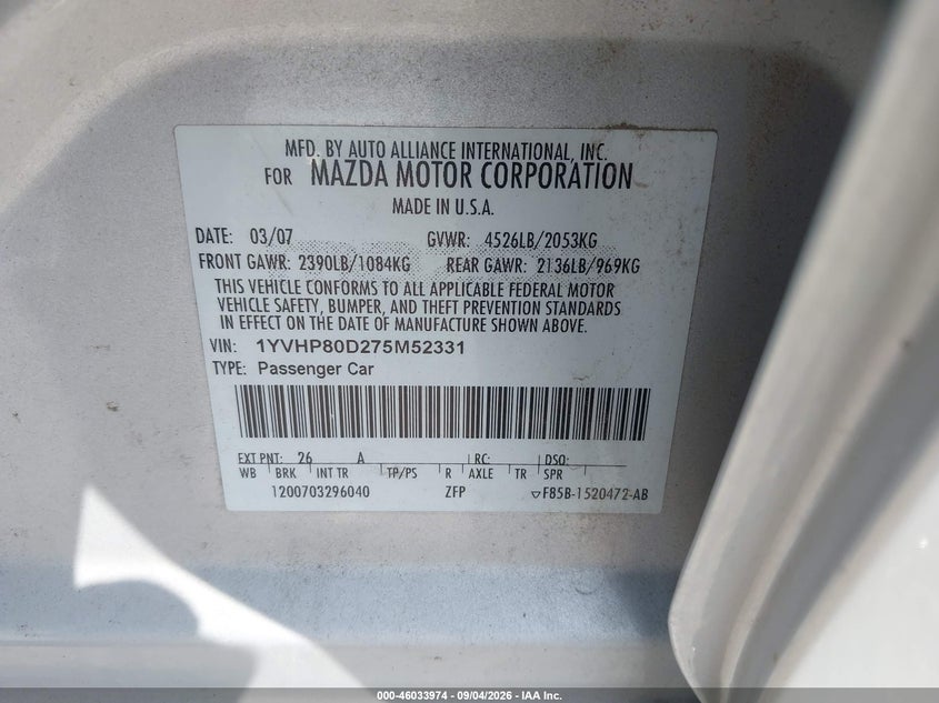 2007 MAZDA MAZDA6 S TOURING · Фото 9