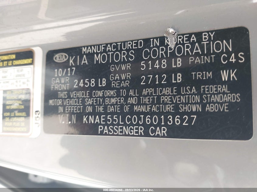 KIA STINGER 2018 VIN KNAE55LC0J6013627