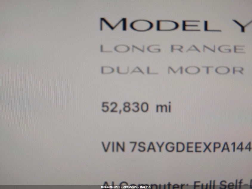 TESLA MODEL Y 2023 VIN 7SAYGDEEXPA144810