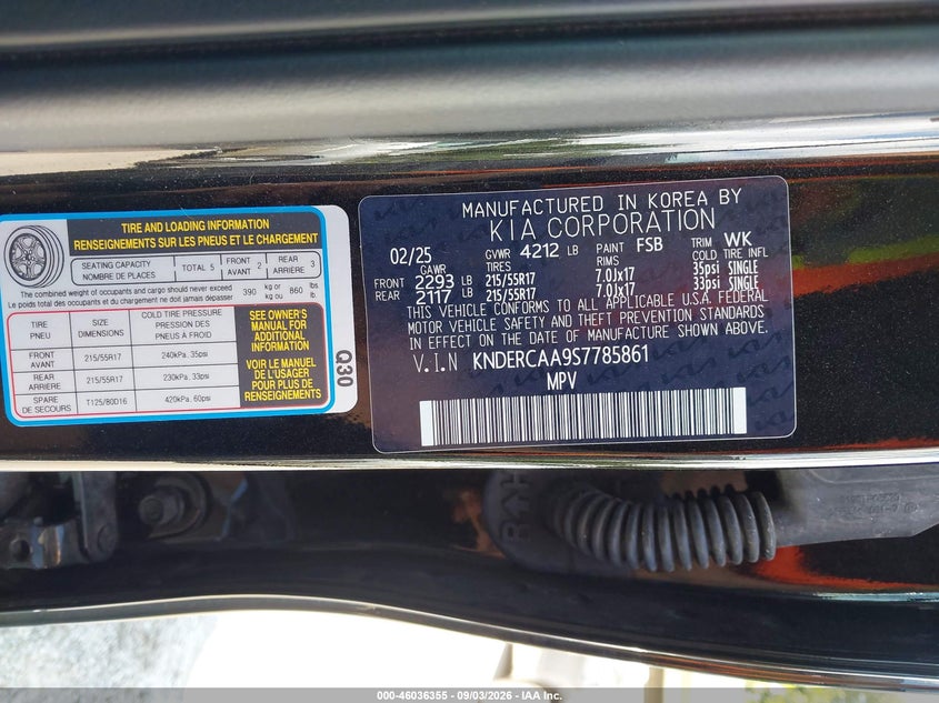 KIA SELTOS 2025 VIN KNDERCAA9S7785861