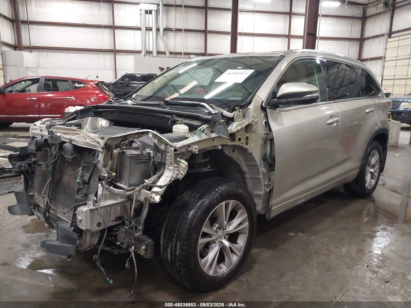 Vin: 5tdjkrfh3fs148813, lot: 46536372, toyota highlander xle v6 20152