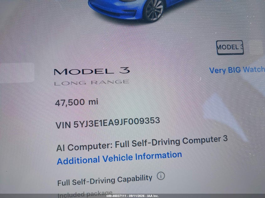 2018 TESLA MODEL 3 auction photo 7
