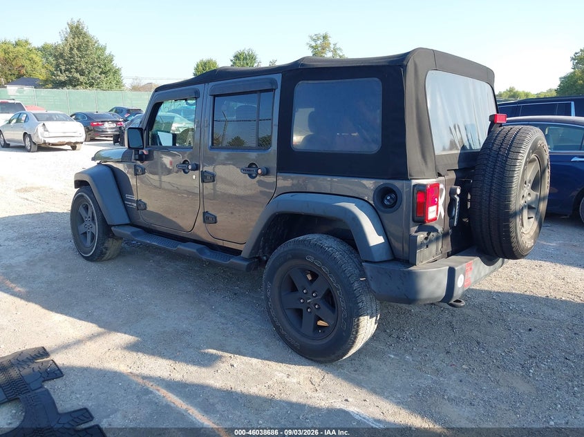 Vin: 1c4hjwdg9jl828042, lot: 46538141, jeep wrangler jk unlimited sport s 4x4 20183