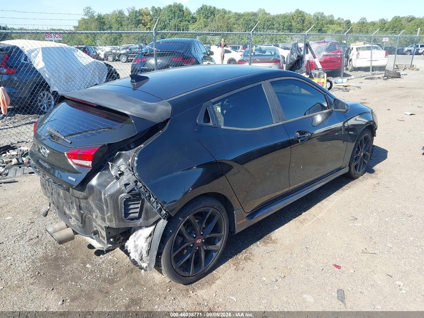 Vin: kmhth6ab1ku018734, lot: 46538226, hyundai veloster turbo r-spec 20194