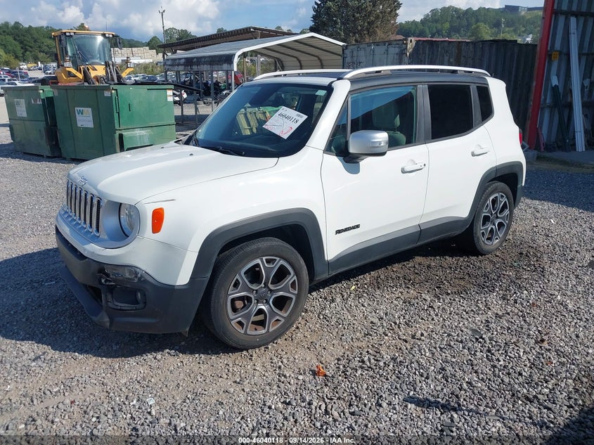 Vin: zaccjadt6gpd17581, lot: 46539573, jeep renegade limited 20162