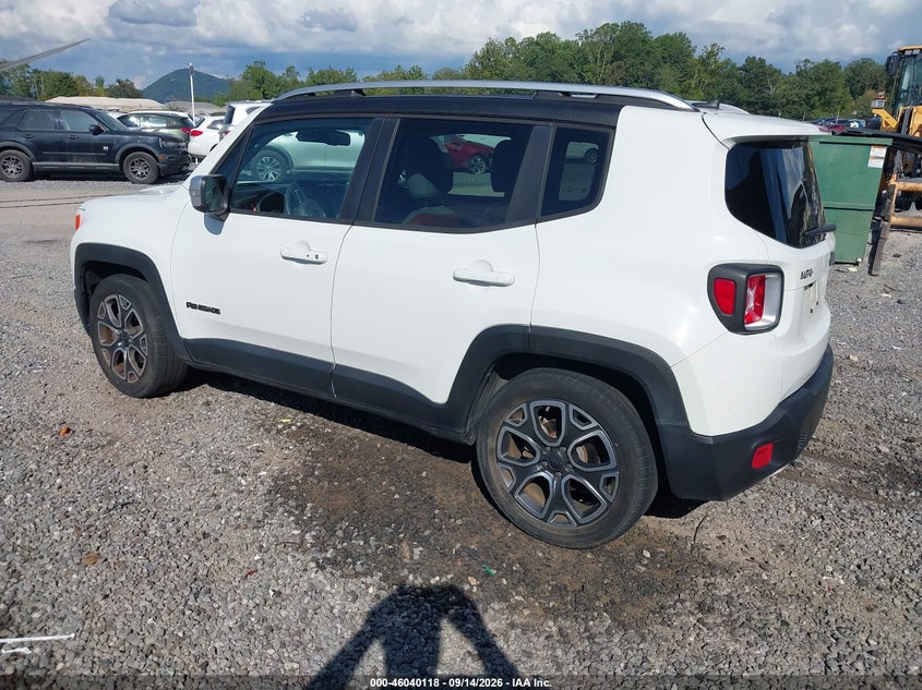 Vin: zaccjadt6gpd17581, lot: 46539573, jeep renegade limited 20163