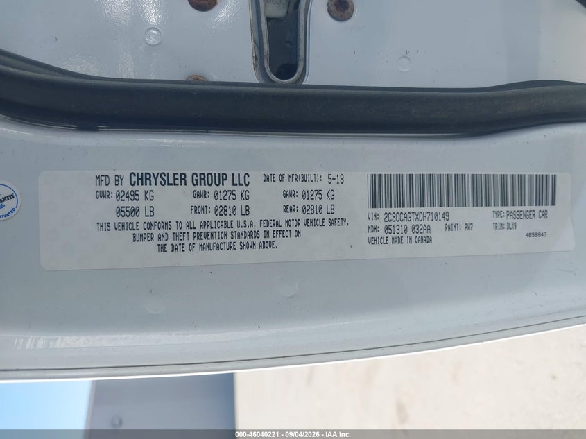 2013 CHRYSLER 300 SEDAN 5.7L V-8 VVT, REGULAR , 363HP