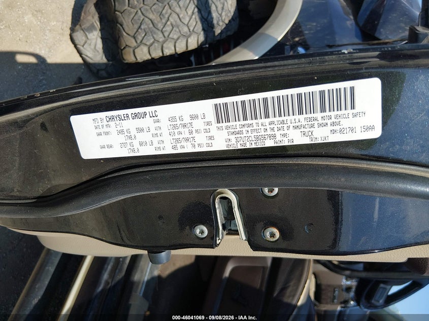 RAM RAM 2500 2011 VIN 3D7UT2CL5BG567898