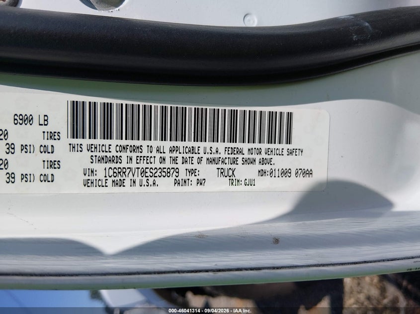 RAM 1500 2014 VIN 1C6RR7VT0ES235879