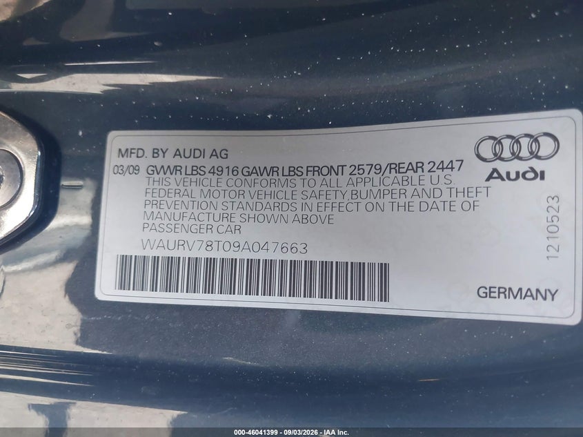 2009 AUDI S5 COUPE 4.2L V-8 DI, DOHC, VVT, 354HP