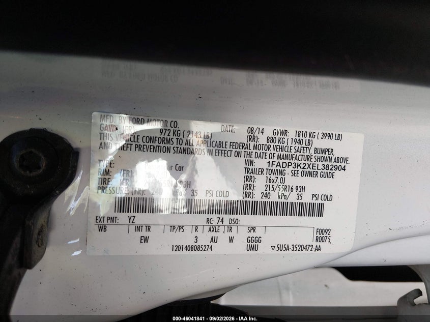 2014 FORD FOCUS HATCHBACK 2.0L I-4 DI, DOHC, VVT, REGULAR , 159HP