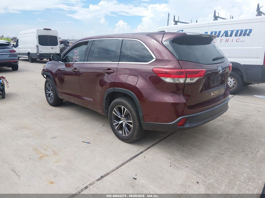 Vin: 5tdzzrfh2js245606, lot: 46541733, toyota highlander le 20183