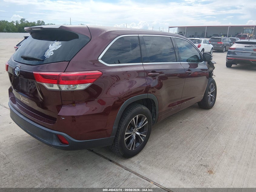 Vin: 5tdzzrfh2js245606, lot: 46541733, toyota highlander le 20184