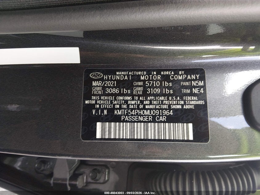GENESIS G90 2021 VIN KMTF54PH0MU091964