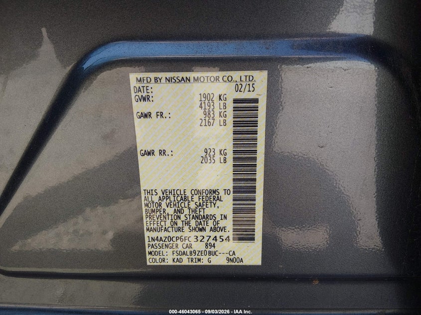 2015 NISSAN LEAF HATCHBACK ELECTRIC