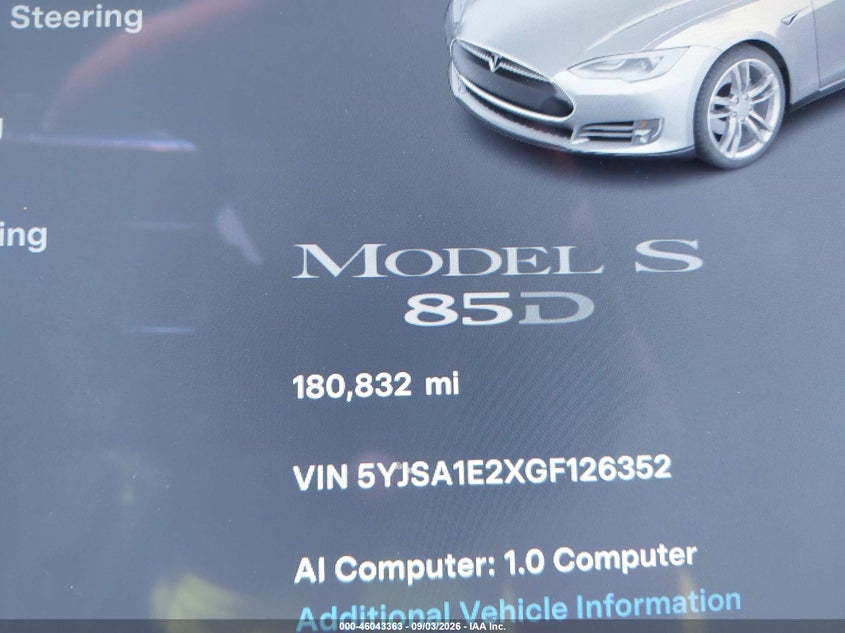 TESLA MODEL S 2016 VIN 5YJSA1E2XGF126352