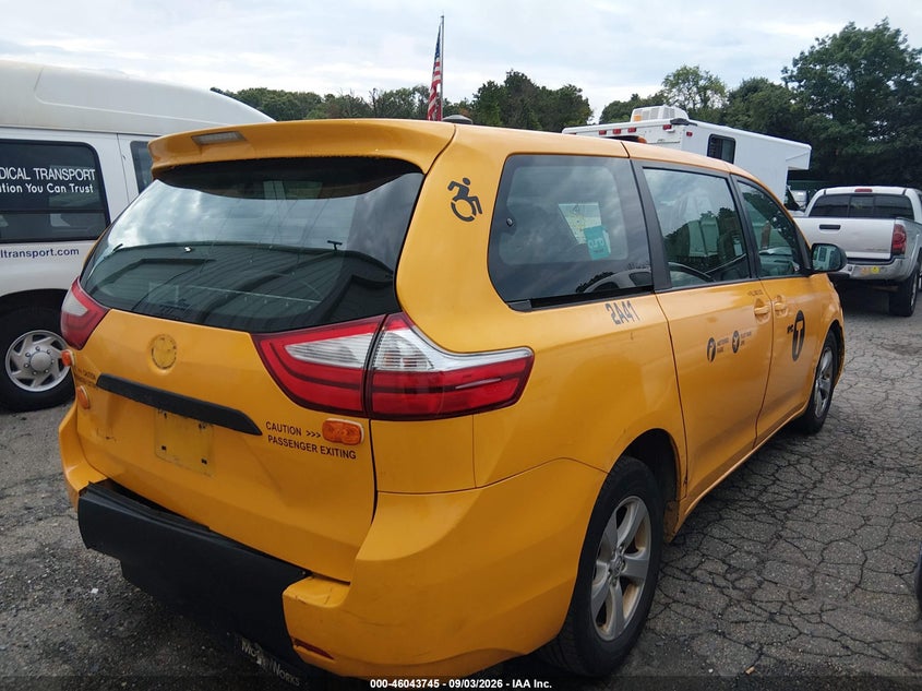 Vin: 5tdzk3dc8gs695746, lot: 46543200, toyota sienna l 7 passenger 20164