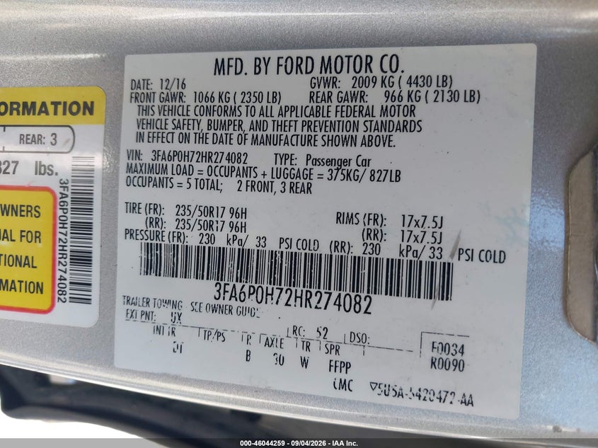 2017 FORD FUSION SE · Фото 9