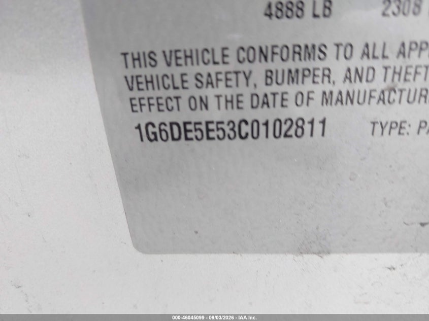 2012 CADILLAC CTS SEDAN 3.0L V-6 DI, DOHC, VVT, REGULAR , 270HP