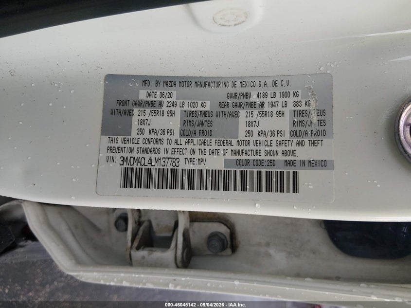 MAZDA CX-30 2020 VIN 3MVDMACL4LM137783