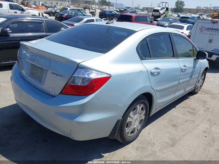 Vin: jhmfb4f20cs001192, lot: 46544720, honda civic hybrid 20124