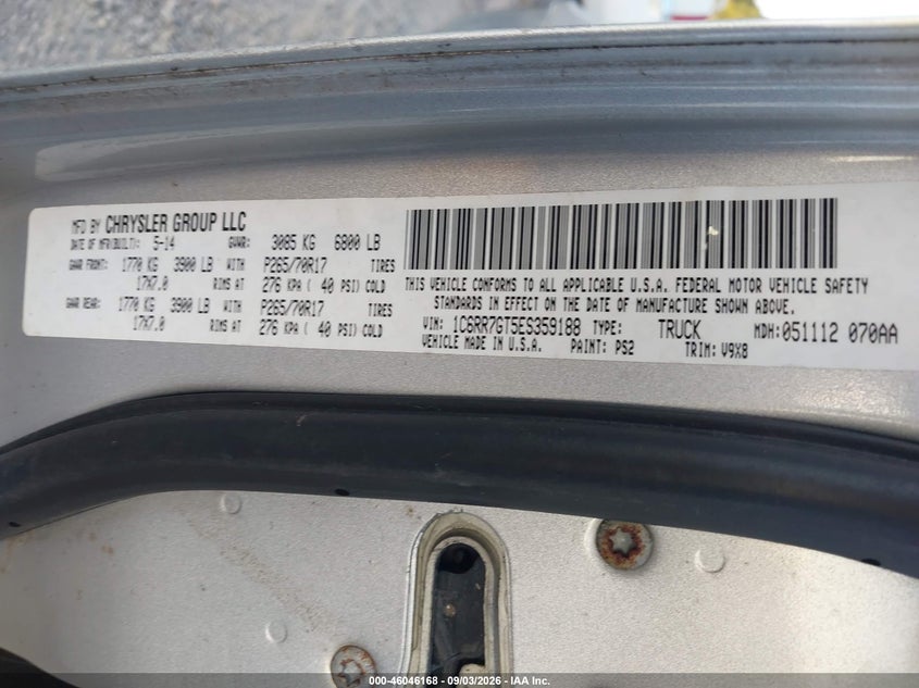 2014 RAM 1500 TRUCK 5.7L V-8 VVT, 395HP